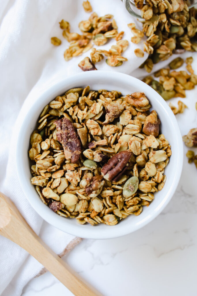 overview shot of fall pumpkin maple granola 