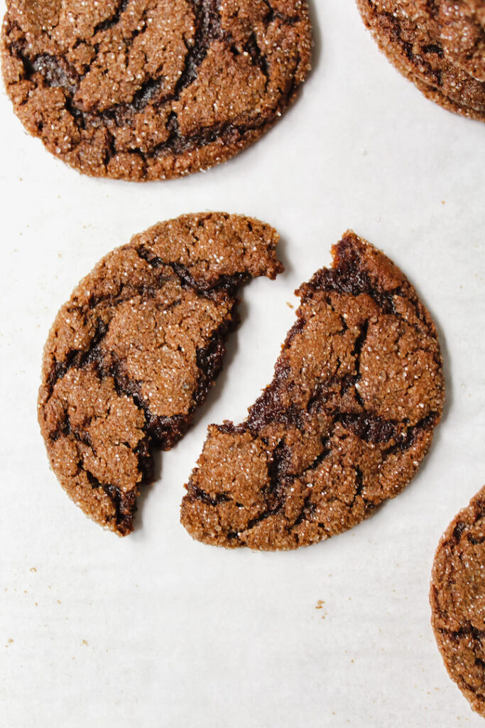 one cookie broken in half