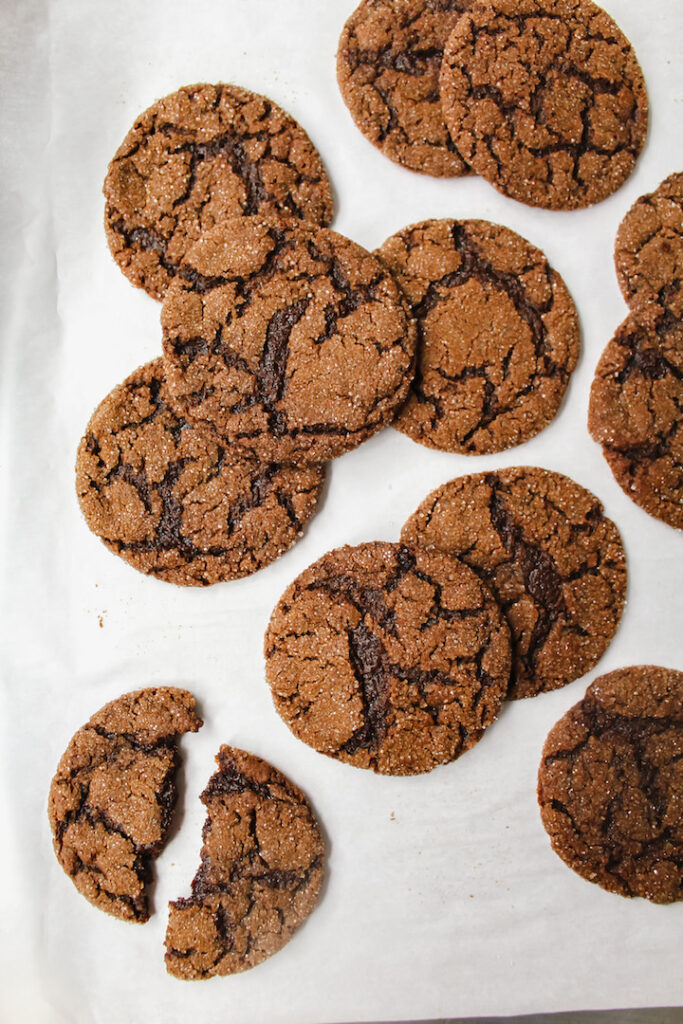 overview shot of cookies piled on top of each other