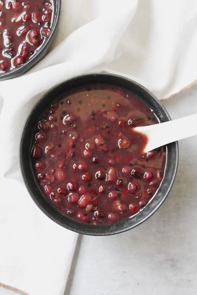 overview shot of the red bean soup