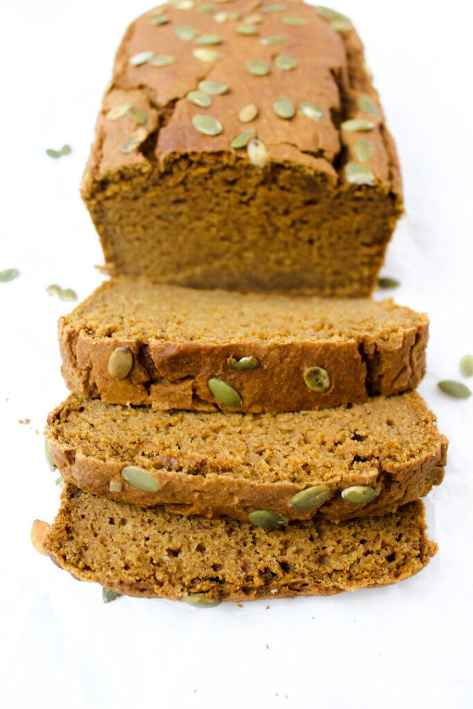 angled front shot of pumpkin bread