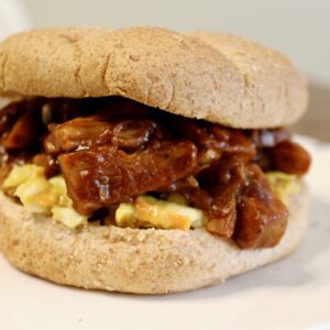 BBQ Jackfruit Sandwiches with Homemade Avocado Slaw