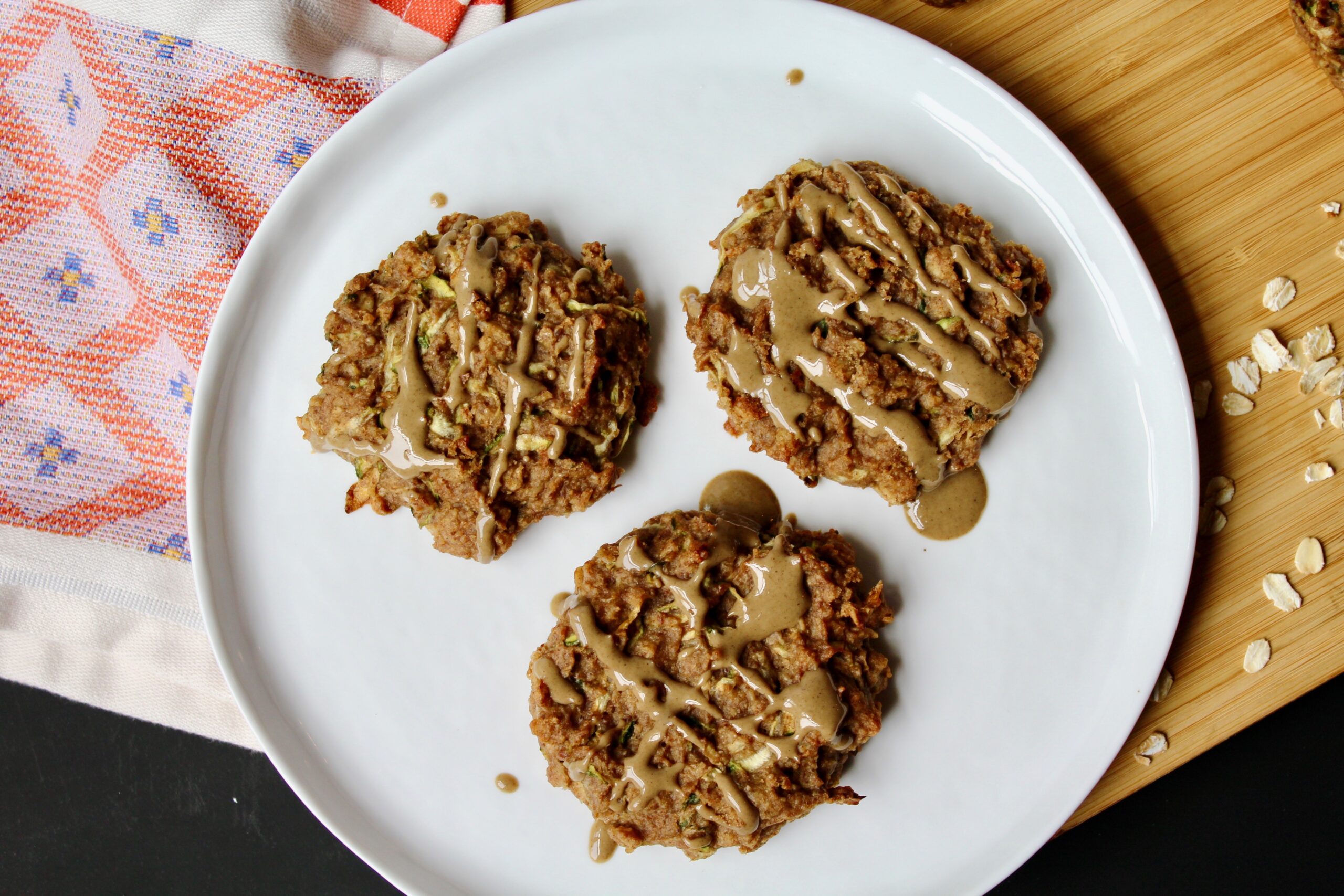 Zucchini Tahini Oat Breakfast Cookies