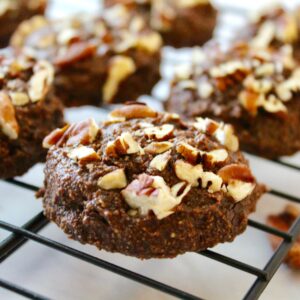 Double Chocolate Brownie Cookies w/Pecans (vegan, gf, oil-free)