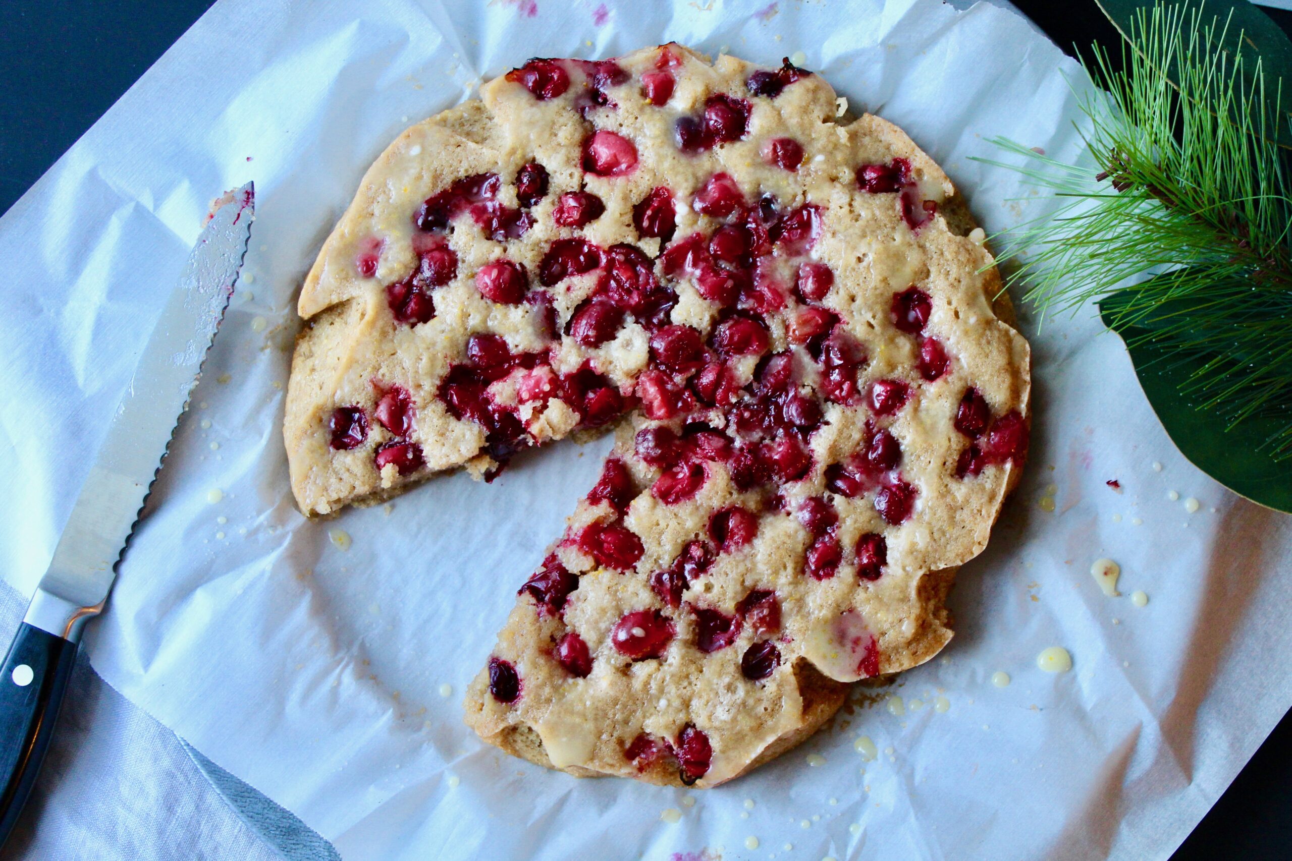 Easy Cranberry Cake with Orange Glaze