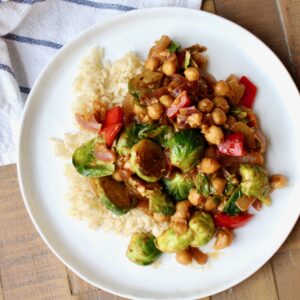 Kung Pao Chickpeas and Brussels Sprouts