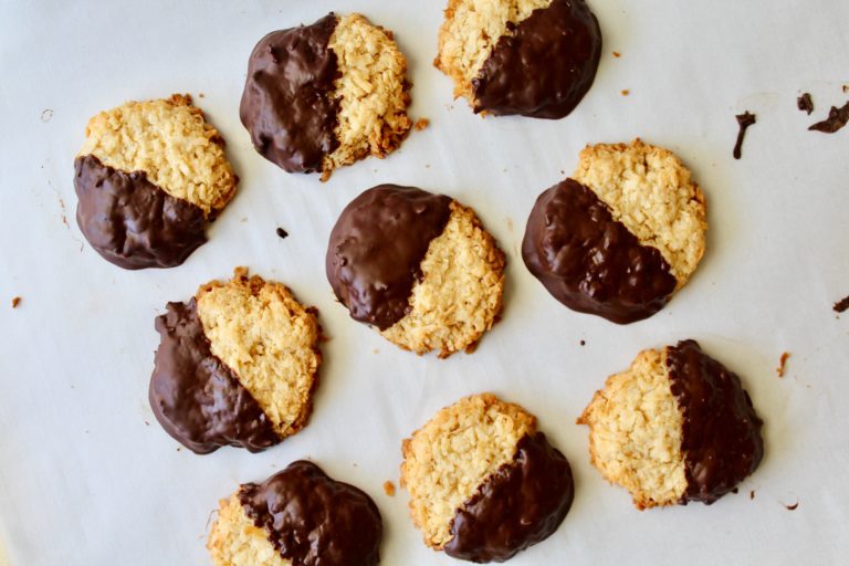 Chocolate Dipped Coconut Cookies