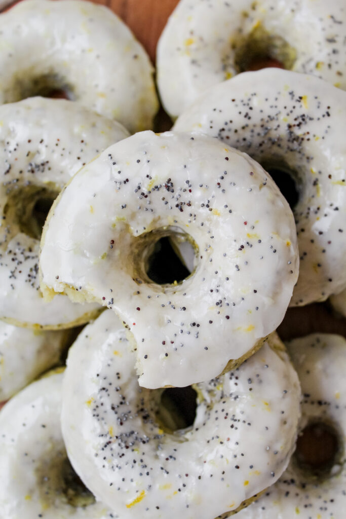 overview shot of donut with a bite take out of it