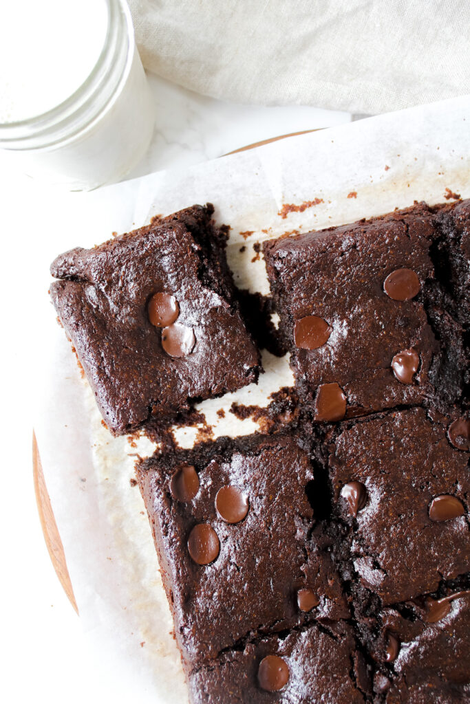 overview shot of corner slice of brownie