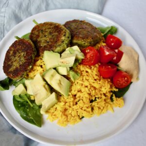 Best Easy Falafels with Instant Pot Golden Rice (vegan, gf)