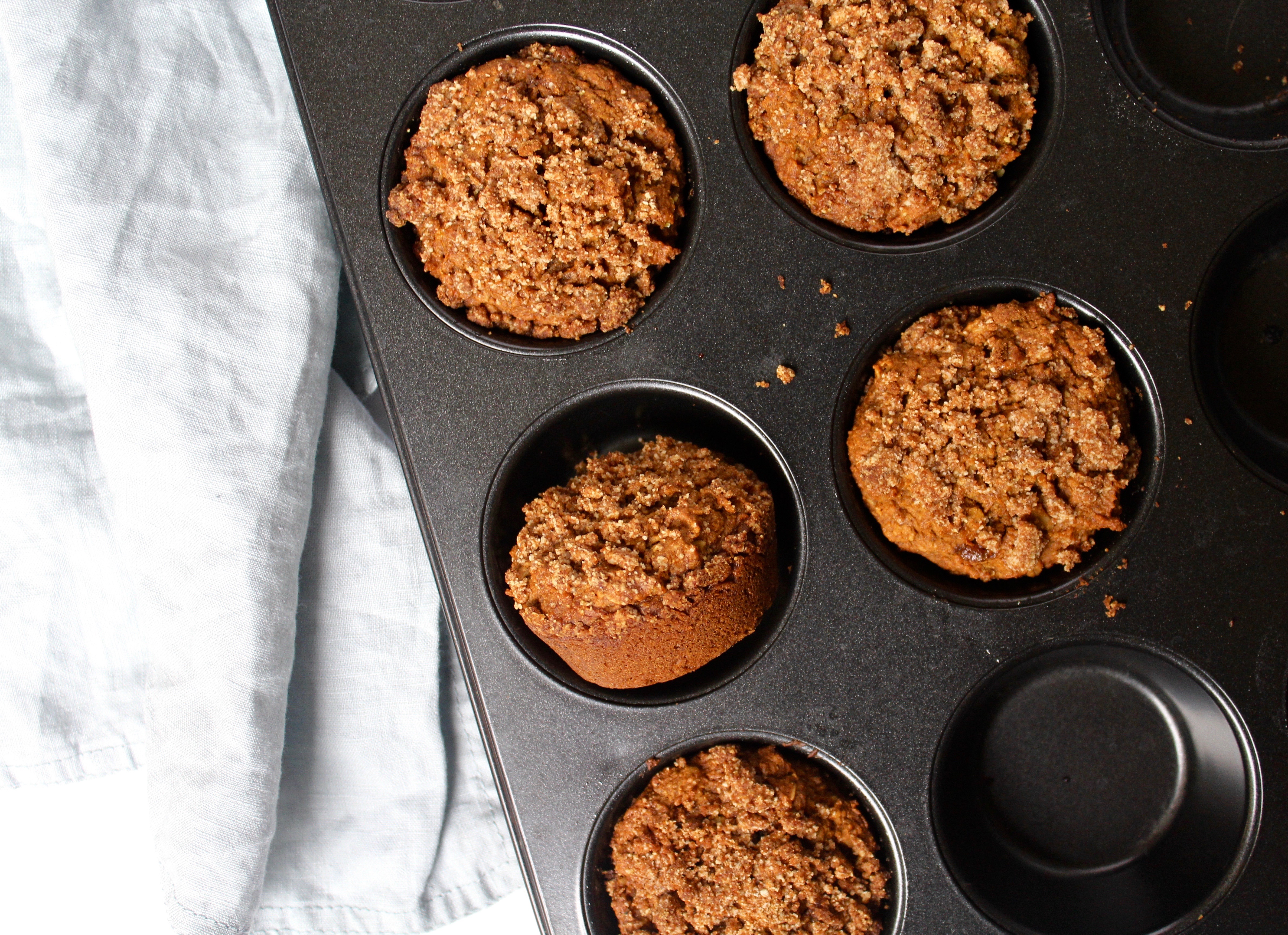 Healthy Pumpkin Crumb Muffins (vegan, gf)