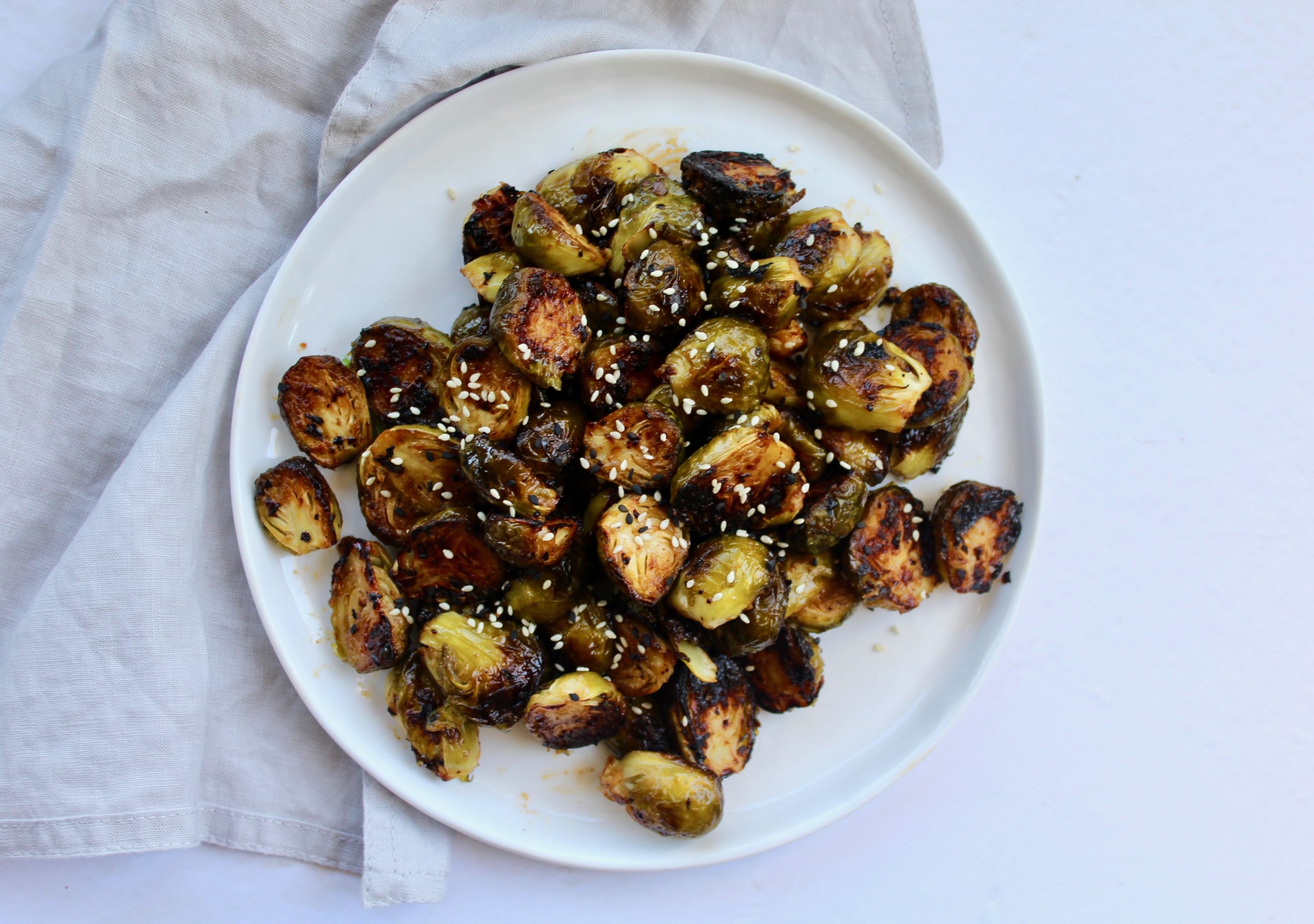 Easy Miso Glazed Roasted Brussels Sprouts