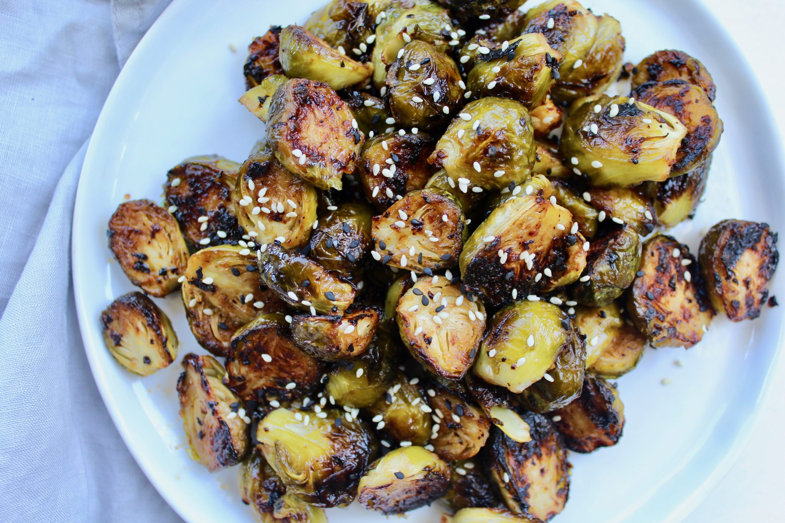 Easy Miso Glazed Roasted Brussels Sprouts