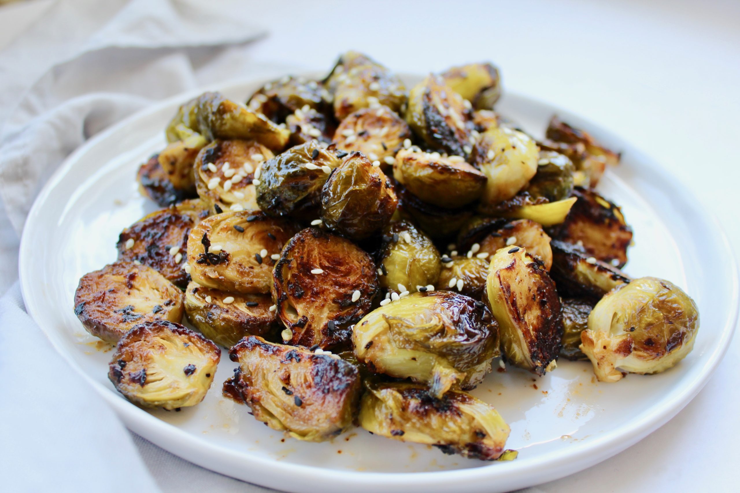 Easy Miso Glazed Roasted Brussels Sprouts