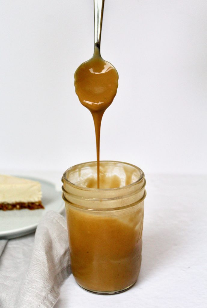 Chocolate Chip Gingerbread Skillet Cake with Salted Caramel Sauce