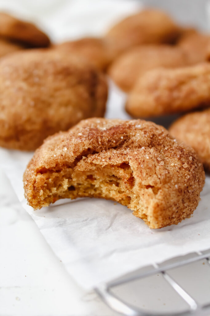 angled shot of a cookie with a bite taken out of it