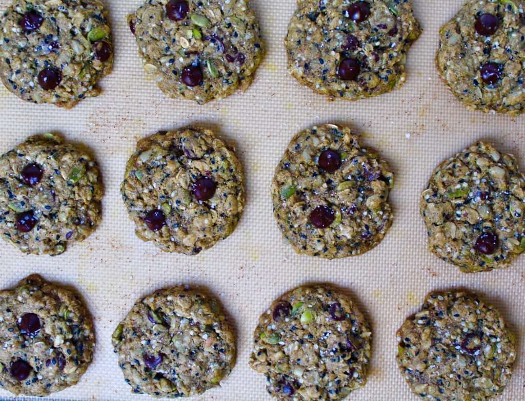 Seedy Trail Mix Oatmeal Chocolate Chip Cookies (vegan, gluten-free, nut free)