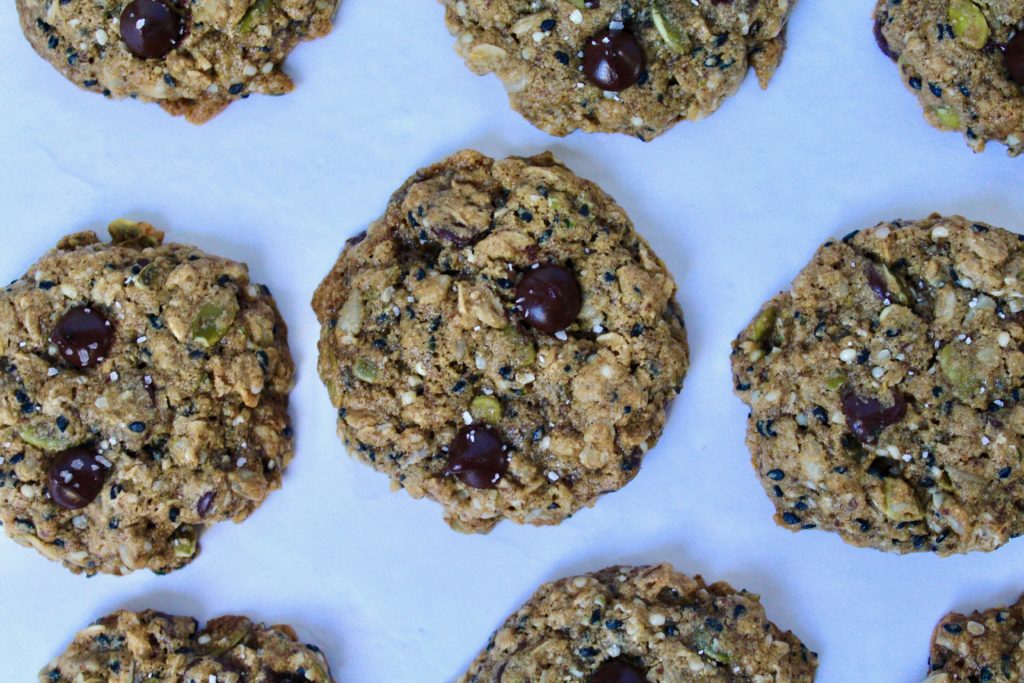 Seedy Trail Mix Oatmeal Chocolate Chip Cookies (vegan, gluten-free, nut free)