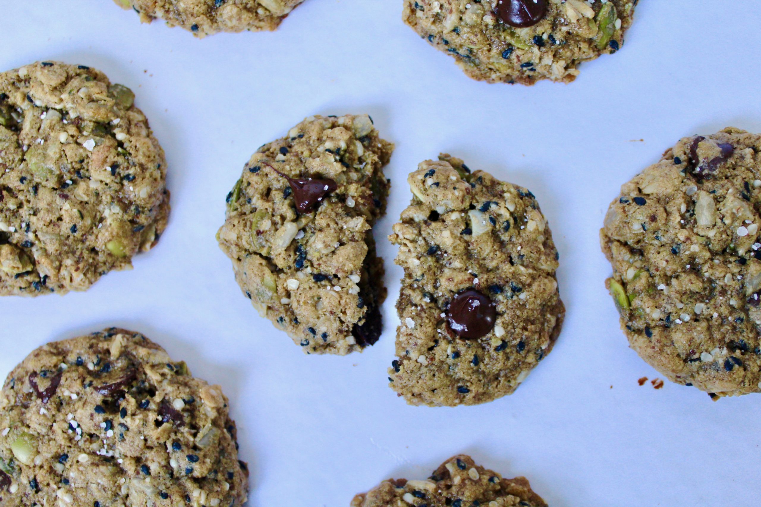 Seedy Trail Mix Oatmeal Chocolate Chip Cookies (vegan, gluten-free, nut free)