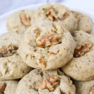 close up of walnut cookies