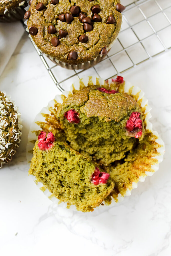 inside shot of a muffin split in half