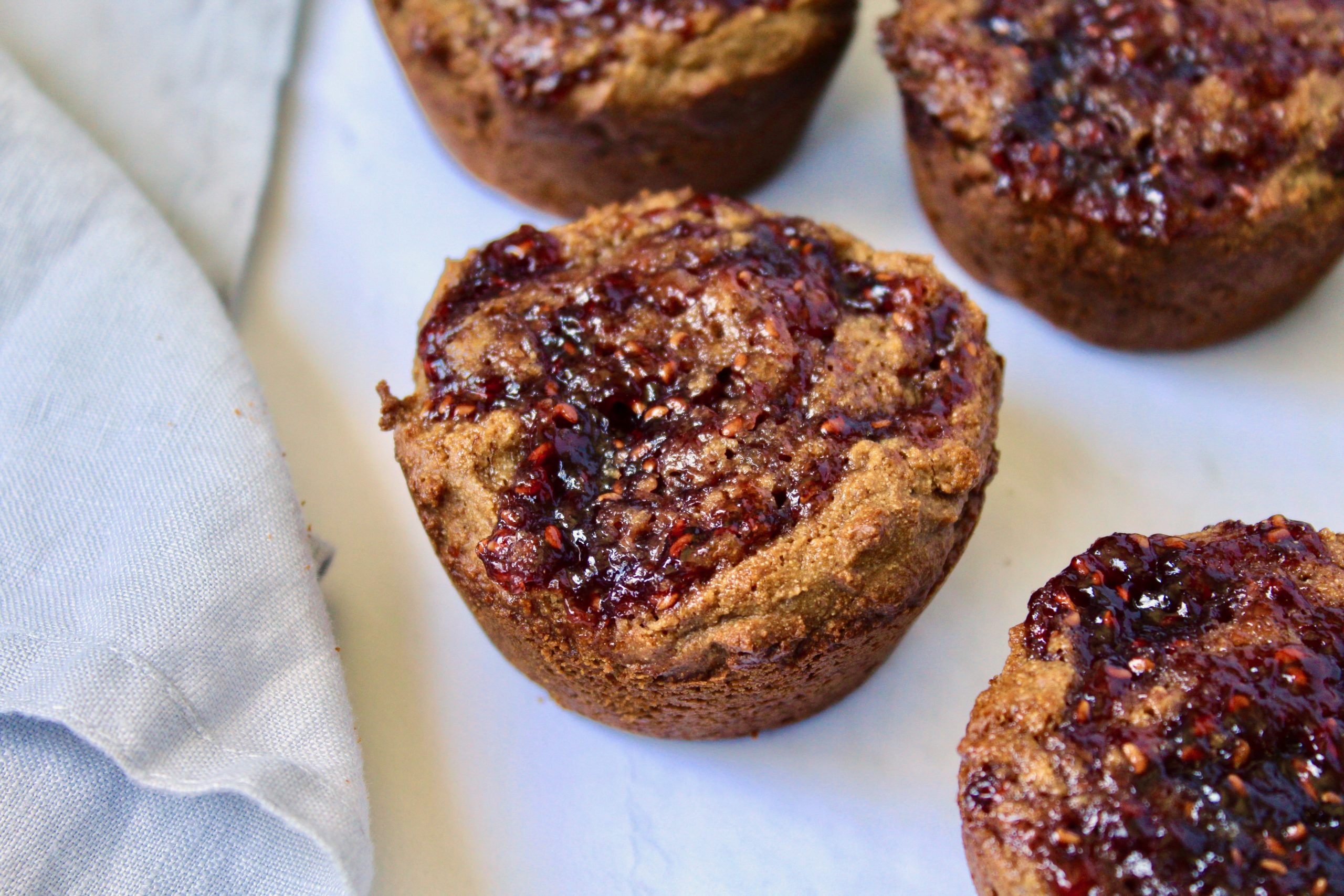 Cinnamon Sunbutter and Jelly Muffins (vegan, gluten-free, grain-free, nut free, oil-free)