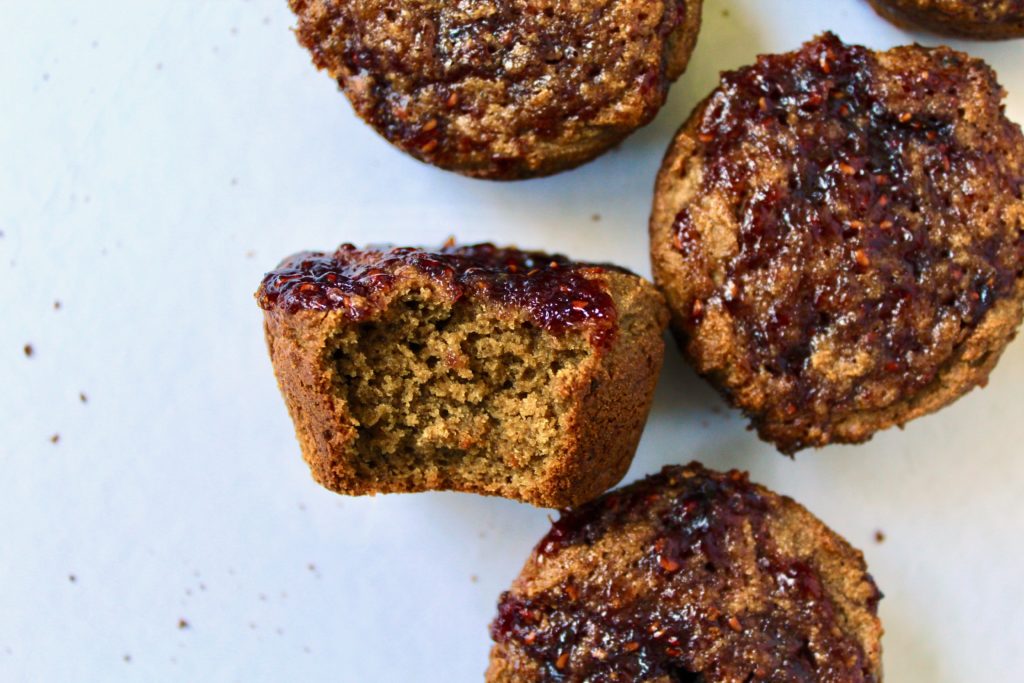 Cinnamon Sunbutter and Jelly Muffins (vegan, gluten-free, grain-free, nut free, oil-free)