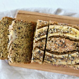 Tahini Flax Banana Bread (vegan, oil-free, refined sugar free)