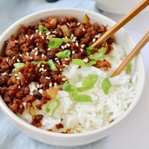 Easy Vegan Korean Beef and Rice (vegan, gluten-free)