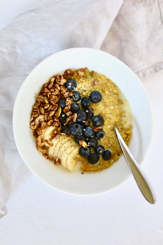 Golden Quinoa Breakfast Bowl (vegan, gluten-free, paleo, nut free friendly)