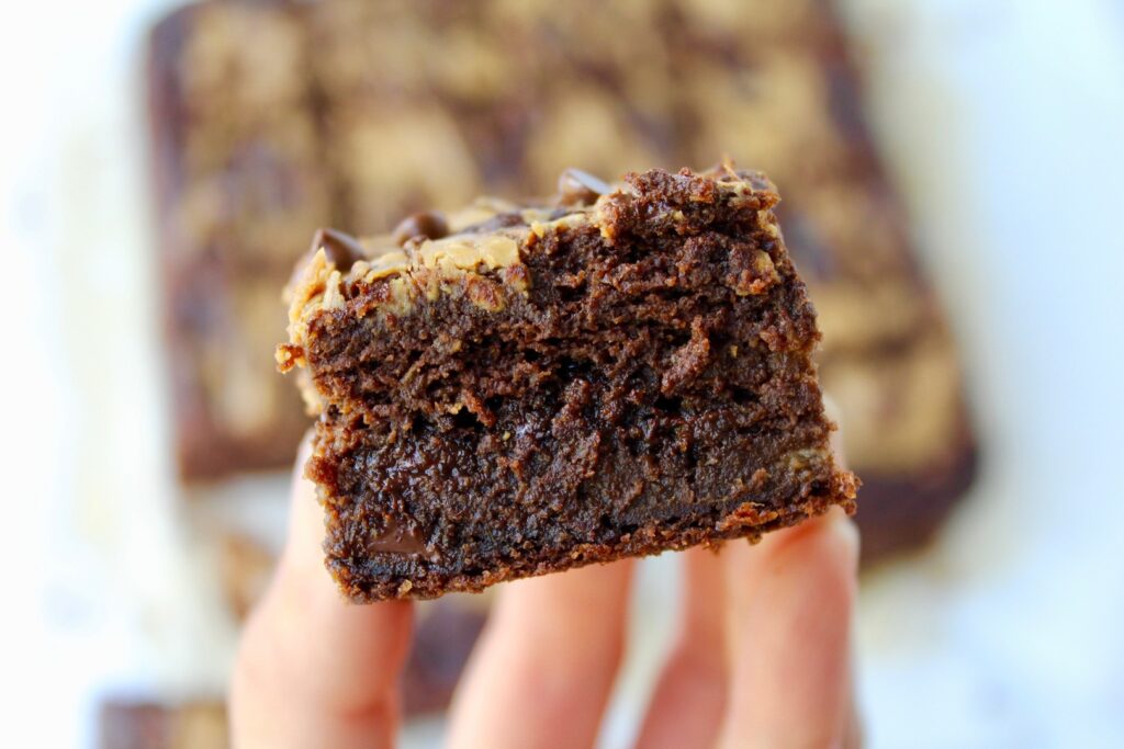 Double Chocolate Peanut Butter Banana Snack Cake (vegan, oil-free, GF friendly)