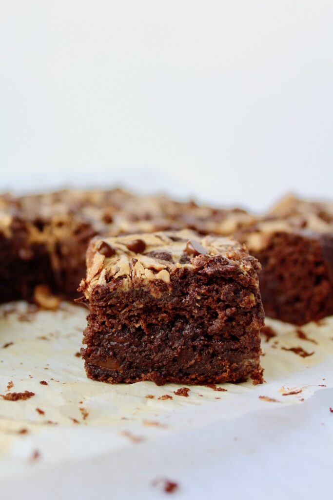 Double Chocolate Peanut Butter Banana Snack Cake (vegan, oil-free, GF friendly)