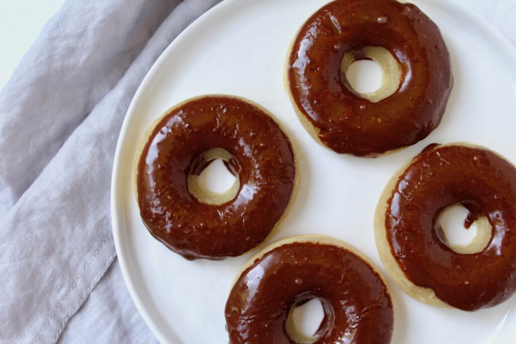 Small Batch Baked Mochi Donuts with Chocolate Glaze (vegan, gluten-free, oil-free) 