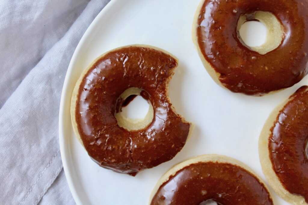 Small Batch Baked Mochi Donuts with Chocolate Glaze (vegan, gluten-free, oil-free) 