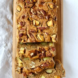 Healthy Apple Pecan Cinnamon Bread (vegan, GF, oil-free)