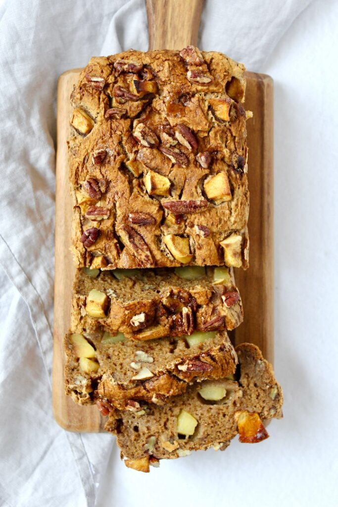 Healthy Apple Pecan Cinnamon Bread (vegan, GF, oil-free)