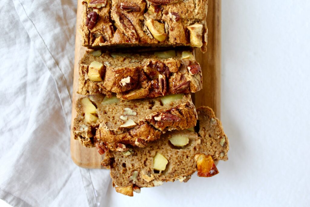 Healthy Apple Pecan Cinnamon Bread (vegan, GF, oil-free)