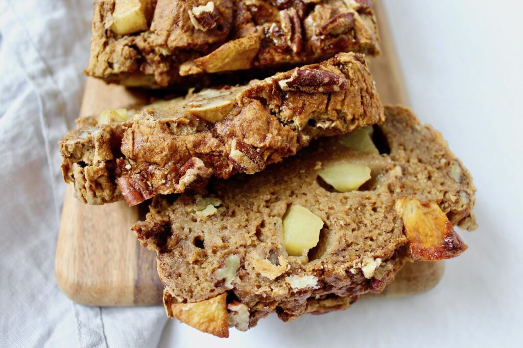 Healthy Apple Pecan Cinnamon Bread (vegan, GF, oil-free)