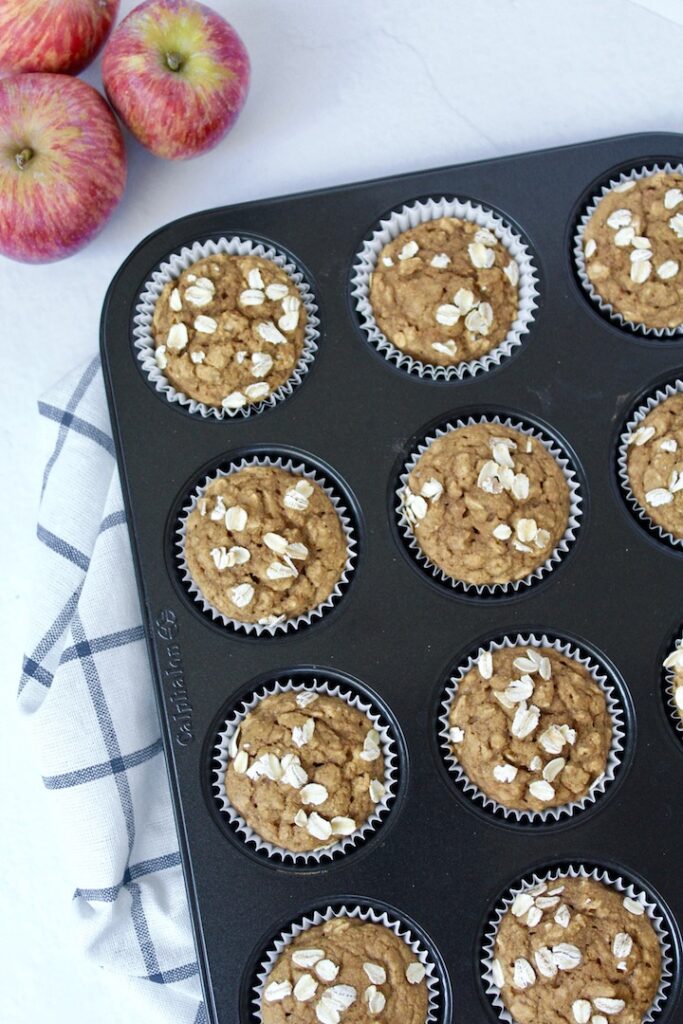 Healthy Cinnamon Applesauce Oat Muffins (vegan, oil-free, refined sugar free)