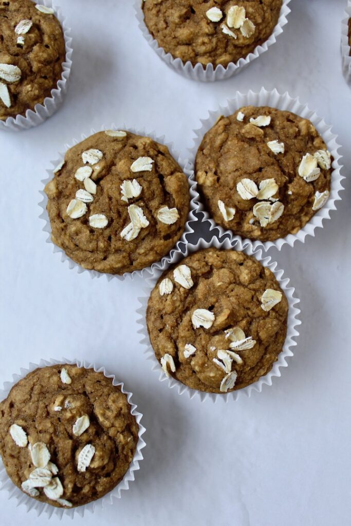 Healthy Cinnamon Applesauce Oat Muffins (vegan, oil-free, refined sugar free)