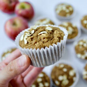 Healthy Cinnamon Applesauce Oat Muffins (vegan, oil-free, refined sugar free)