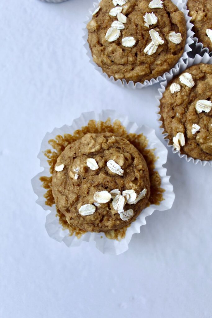 Healthy Cinnamon Applesauce Oat Muffins (vegan, oil-free, refined sugar free)