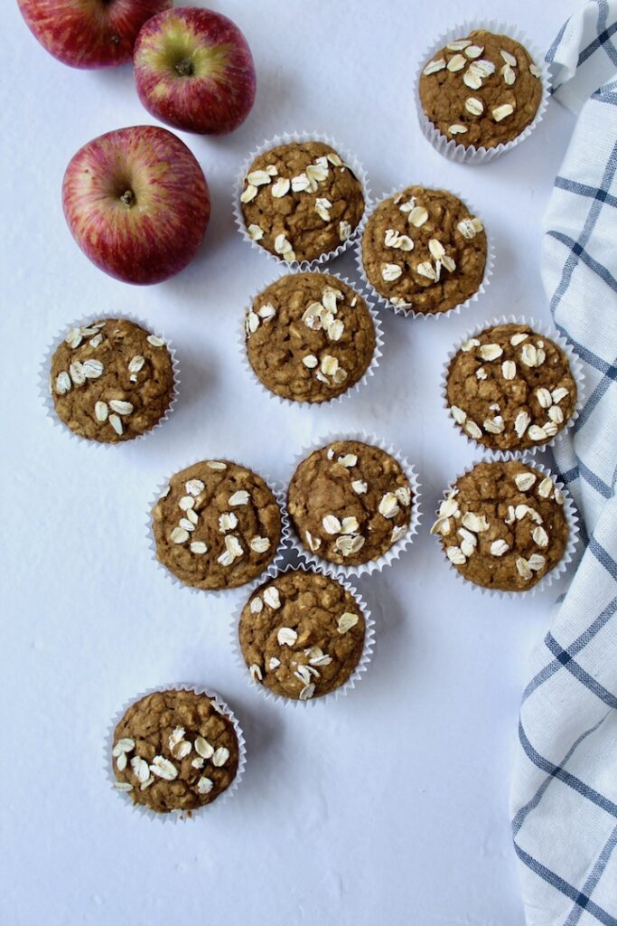 Healthy Cinnamon Applesauce Oat Muffins (vegan, oil-free, refined sugar free)