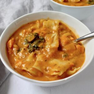 Easy Instant Pot Pumpkin Lasagna Soup (vegan and stove-top friendly)