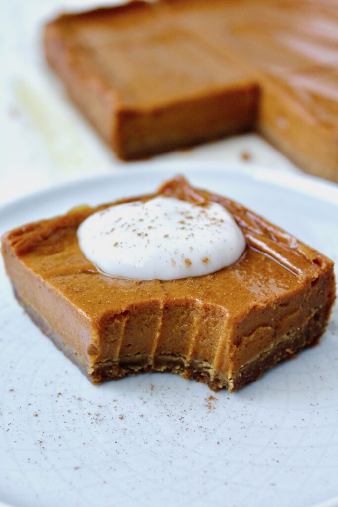 Dreamy Sweet Potato Pie Bars with Ginger Cookie Crust (vegan, gluten-free)