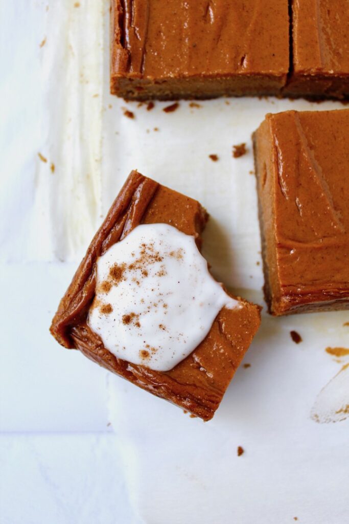 Dreamy Sweet Potato Pie Bars with Ginger Cookie Crust (vegan, gluten-free)