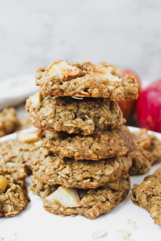 stack of apple pie oatmeal cookies