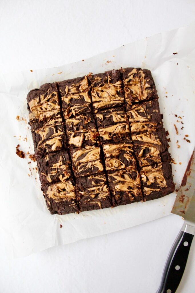 Flourless Peanut Butter Swirl Black Bean Brownies (vegan, gluten-free, oil-free)