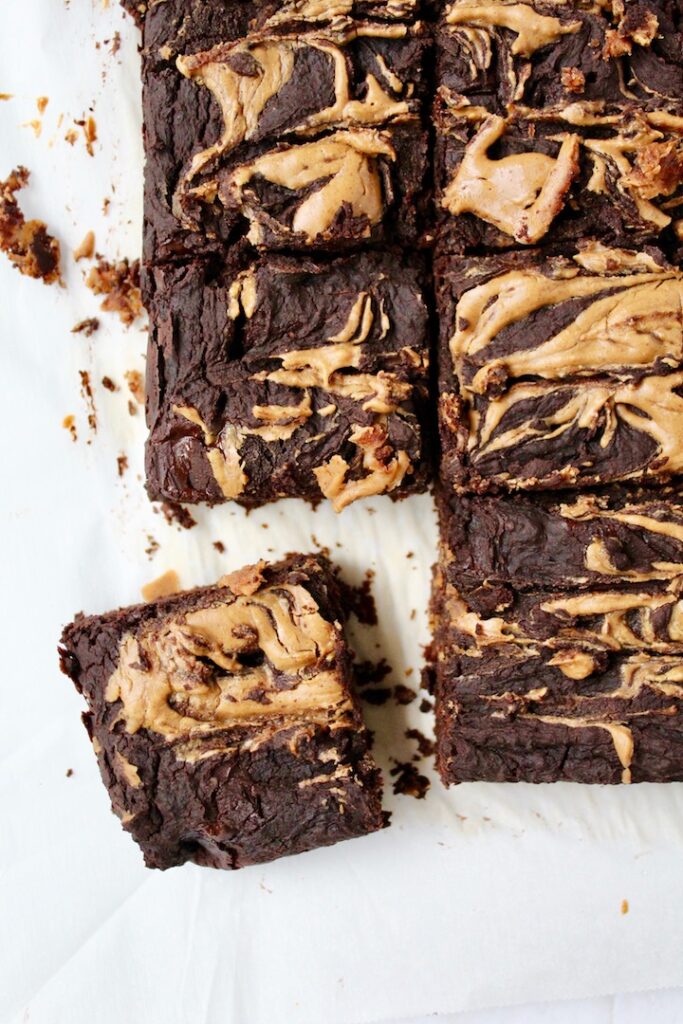 Flourless Peanut Butter Swirl Black Bean Brownies (vegan, gluten-free, oil-free)