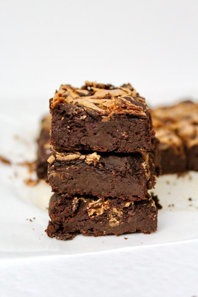 Flourless Peanut Butter Swirl Black Bean Brownies (vegan, gluten-free, oil-free)